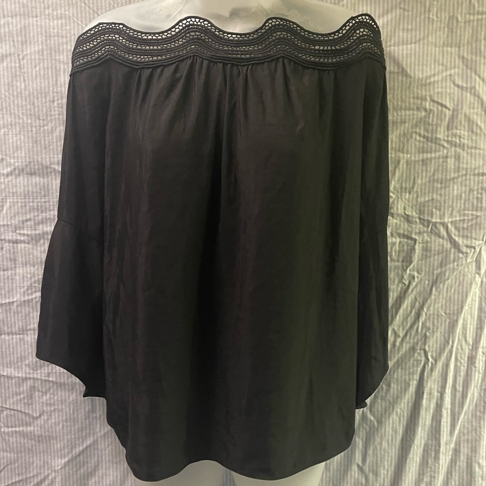 Ramy Brook Black Lace Off The Shoulder Blouse